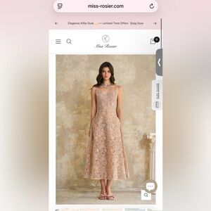 Miss Rosier Pink Floral Lace Midi Dress brand new with tag